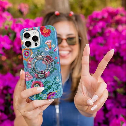 VELVET CAVIAR Compatible with MagSafe Phone Grip 2.0 | Cute Magnetic Ring Holder | Finger Loop Kickstand | Pop On Accessory for iPhone 17, 16, 15, 14, 13, 12 | Groovy Floral