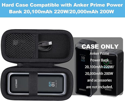 khanka Hard Travel Case for Anker Prime Power Bank, 20100mAh 220W(A110B) /20000mAh,200W(A1336),Case Only (Black)