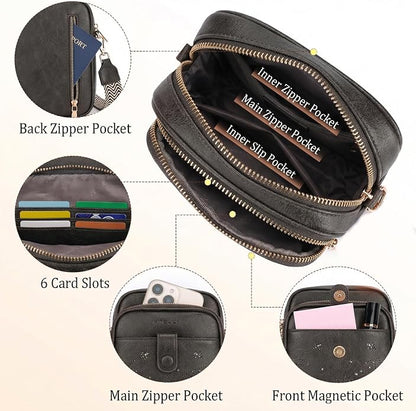 KITEVIUN Crossbody Bags for Women Leather Crossbody Purse Small Shoulder Phone Purse with Adjustable Strap & RFID Card Slots