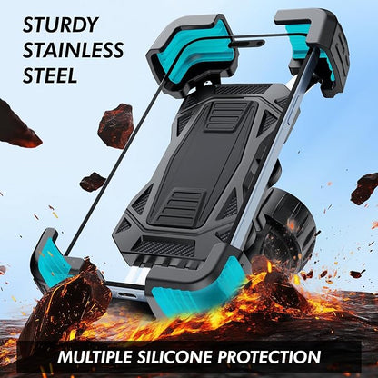 Motorcycle Phone Holder - [Metal Tie Rod] with Vibration Dampener, Adjustable Handlebar Bike Cell Phone Mount, Motorcycle Bicycle E-Bike Scooter Fit iPhone 16/15/14/13 Pro Max, 4.7-7.0" Phones