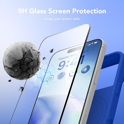 GONEZ Magnetic for iPhone 17 Pro Case, Compatible with MagSafe, [Screen Protector + Camera Lens Protector], Liquid Silicone Anti-Scratch Shockproof Protective Phone Case 6.3 inch, Klein Blue