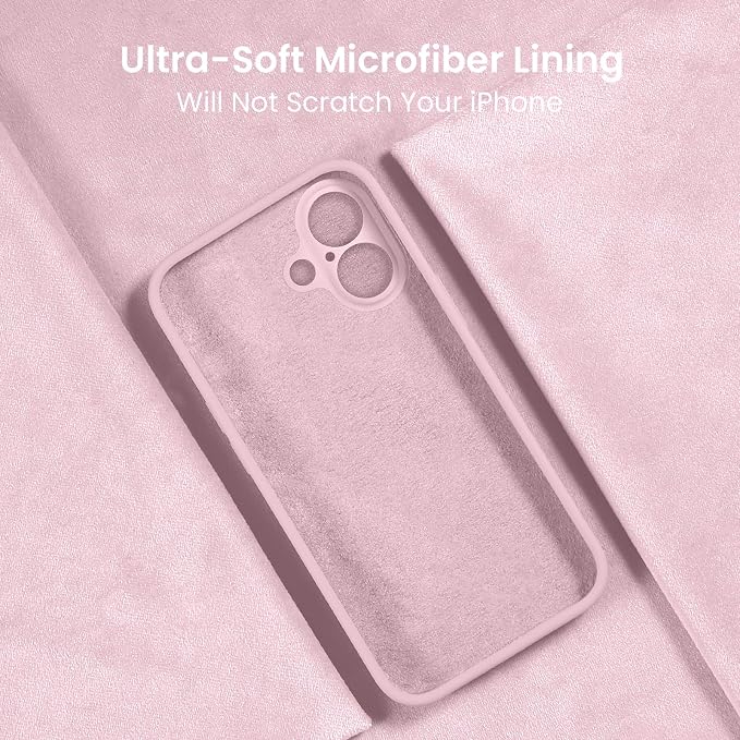 FireNova Designed for iPhone 16 Case, Silicone Upgraded [Camera Protection] Phone Case, Soft Anti-Scratch Microfiber Lining Inside, 6.1 inch, Chalk Pink