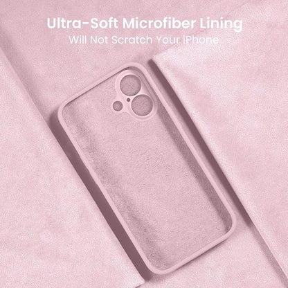 FireNova Designed for iPhone 16 Case, Silicone Upgraded [Camera Protection] Phone Case, Soft Anti-Scratch Microfiber Lining Inside, 6.1 inch, Chalk Pink