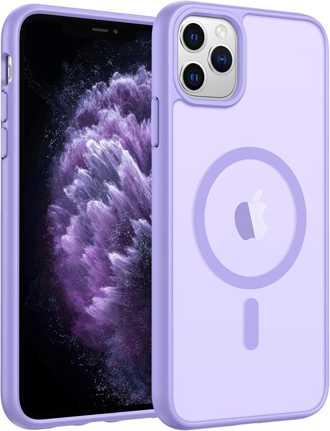 FNTCASE for iPhone 11 Pro Case: [Compatible with Magsafe] Translucent Matte Magnetic Phone Cover - Military Grade Drop Protection Shockproof Protective for iPhone 11Pro 2019 Cases - Light Purple