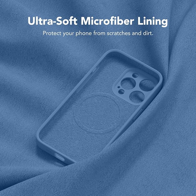 Magnetic for iPhone 13 Pro Case, Compatible with MagSafe, [Full Camera Protection][Screen Protector] Silicone Shockproof Protective Phone Case for iPhone 13 Pro 6.1", Lake Blue