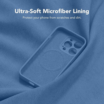 Magnetic for iPhone 13 Pro Max Case, Compatible with MagSafe, [Full Camera Protection][Screen Protector] Silicone Shockproof Protective Phone Case for iPhone 13 Pro Max 6.7", Lake Blue