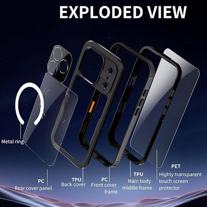 Losin Compatible with iPhone 17 Pro Waterproof Case, [Compatible with MagSafe] [Built-in Screen Protector], Full Body Protection Military Grade Shockproof Case, Black