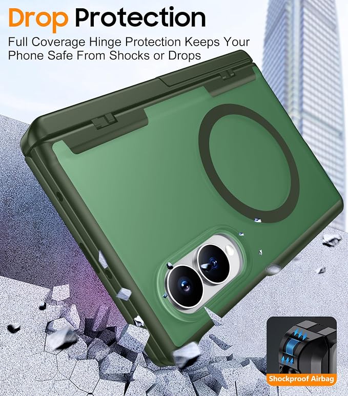 SPIDERCASE for Samsung Galaxy Z Fold 8 Case,Built-in [Screen Protector] [Hinge Protection] [Kickstand] Full Body Protective Phone Case for Galaxy Z Fold 8 - Green
