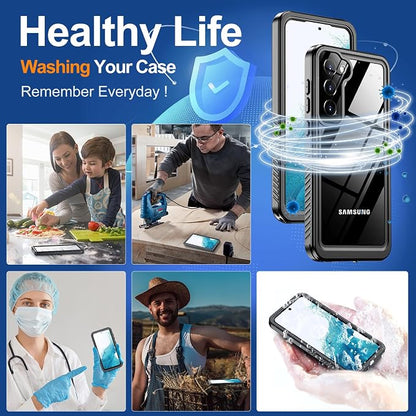 Hualele for Samsung Galaxy S23 Plus Case Waterproof, Built in Lens & Screen Protector Rugged Full Body Protective Military Grade Drop Protection IP68 Underwater Cover Case for Galaxy S23 Plus Black