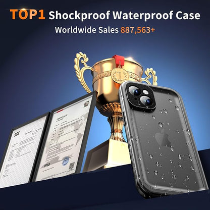 Cozycase TOP Military Protective Case for iPhone 13 IP68 Waterproof Heavy Duty 360 Shockproof Full Body With Screen Camera Protector Double Dustproof Hard Tough Front Back Cover i Phone 13 Proof Case