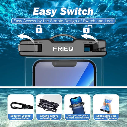 Waterproof Phone Pouch Bag - 2 Pack, Universal IPX8 Waterproof Phone Case Dry Bag with Lanyard for iPhone 15/14/13/12/11 Pro Max Samsung Galaxy S22 S20 and More Up to 7" (Black and Pink)