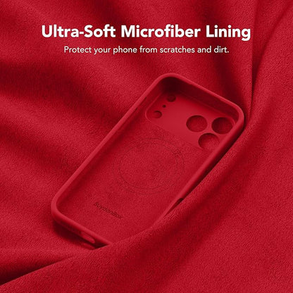 Magnetic for iPhone 17 Pro Case, Compatible with MagSafe, [Full Camera Protection][Screen Protector] Silicone Shockproof Protective Phone Case for iPhone 17 Pro 6.3", Deep Red