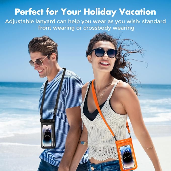 UNBREAKcable IPX8 Waterproof Phone Pouch 2-Pack, Double Space Waterproof Phone Case for iPhone 15 16 17 Pro Max up to 7", Cellphone Dry Bag with Lanyard for Beach Kayak Cruise Travel Essentials