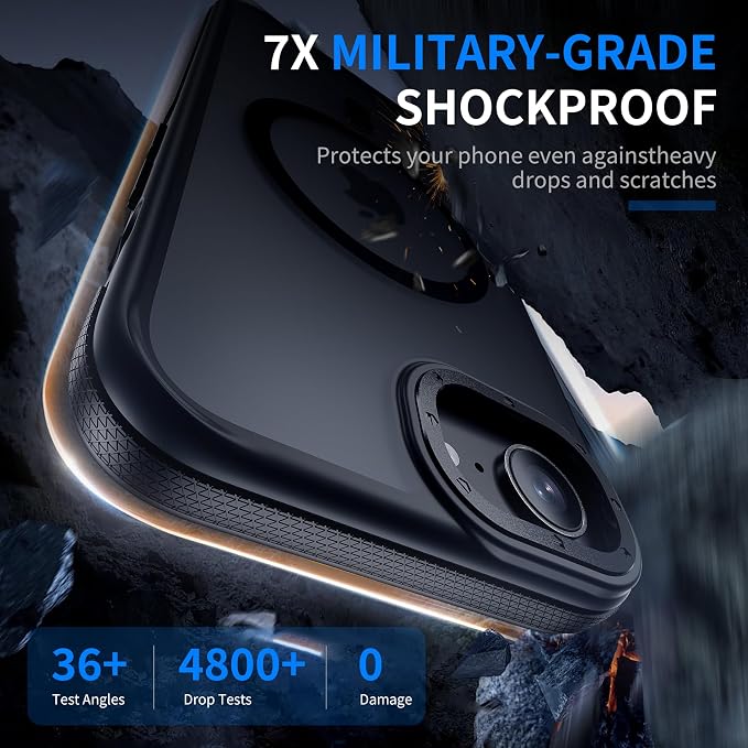 Strong Magnetic for iPhone 16E/17E Case [7X Military-Grade Protection for iPhone 16E Phone case] Compatible with fit MagSafe Shockproof Translucent Slim Thin Case for iPhone 16E/17E-6.1", Black
