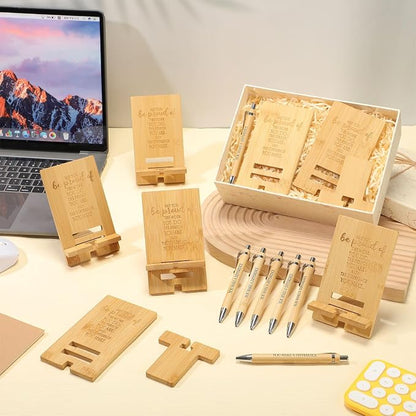 Ripeng 30 Sets Employee Appreciation Gifts Bulk Bamboo Phone Stands with Ballpoint Pens for Desk Office Workers Thank You Gift for Team Coworkers Staff Volunteer Nurse Teacher Colleagues