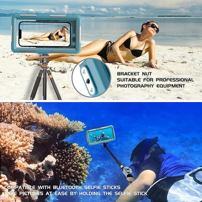 Universal Underwater Phone Protective Case [50ft/15m] for Snorkeling Diving Swimming Surfing Outdoor Sports Photo Video Housing Compatible with Phone in Size 4.7 to 6.9 inch