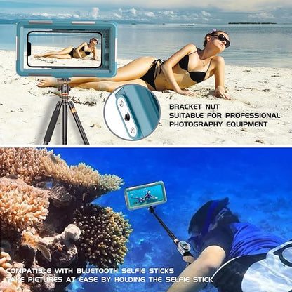 Universal Underwater Phone Protective Case [50ft/15m] for Snorkeling Diving Swimming Surfing Outdoor Sports Photo Video Housing Compatible with Phone in Size 4.7 to 6.9 inch