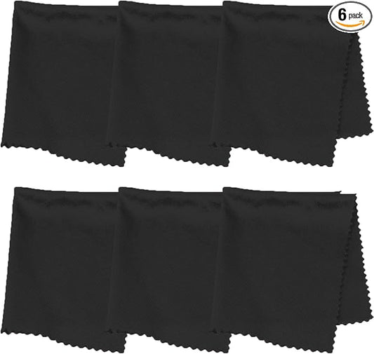 Purity Microfiber Lens Cleaning Cloth - Machine Washable, Lint-Free Ultra-Fine Microfiber Cloth- Cleans Eyeglasses, Screens, Lenses, Phones and Other Delicate Surfaces (Pack of 6, Black)
