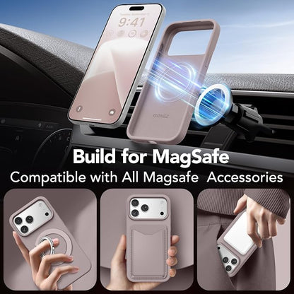 GONEZ Magnetic for iPhone 17 Pro Case, Compatible with MagSafe, [Screen Protector + Camera Lens Protector], Liquid Silicone Anti-Scratch Shockproof Protective Phone Case 6.3 inch, Light Taro