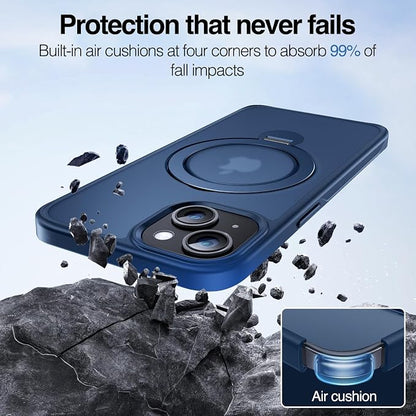 Anqrp 360° All-in-ONE Stand Case for iPhone 15 Case with Rotatable Magnetic Kickstand Ring Holder, Compatible with MagSafe, MIL-Grade Shockproof iPhone 15 Phone Case Cover 6.1" Blue