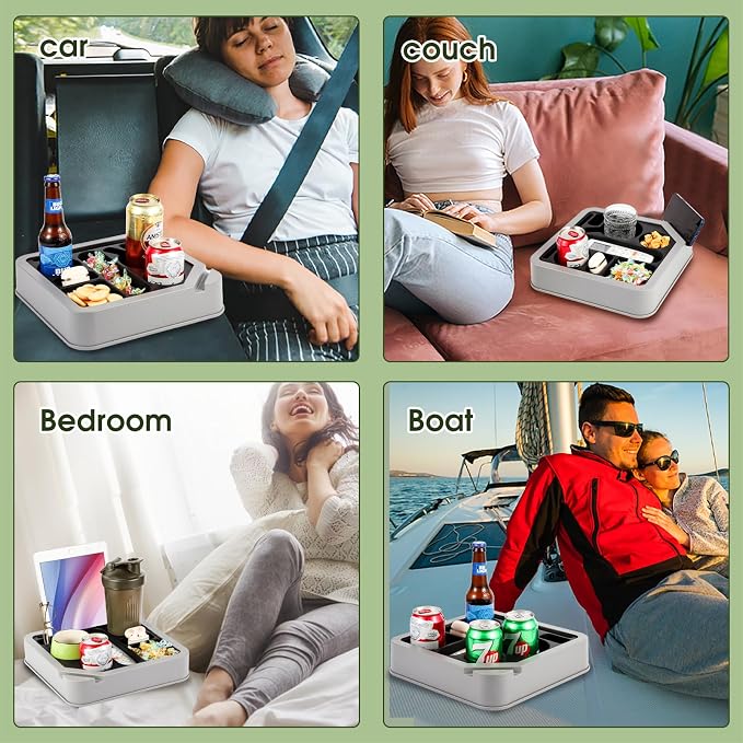 Couch Cup Holder Couch Caddy Couch Tray Cup Holder for Couch,Couch Caddy with Cup Holder for Remote Phone Tablet Beverage Snack (Black).