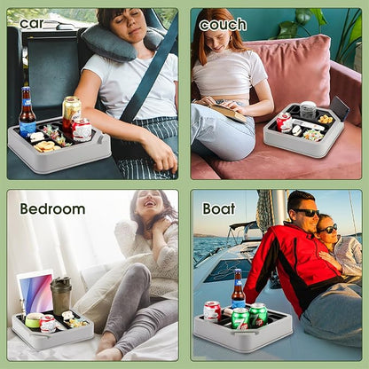Couch Cup Holder Couch Caddy Couch Tray Cup Holder for Couch,Couch Caddy with Cup Holder for Remote Phone Tablet Beverage Snack (Black).