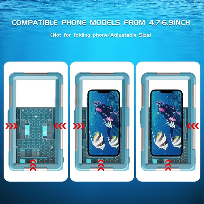 Universal Underwater Phone Protective Case [50ft/15m] for Snorkeling Diving Swimming Surfing Outdoor Sports Photo Video Housing Compatible with Phone in Size 4.7 to 6.9 inch