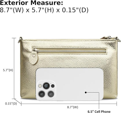 befen Genuine Leather Wristlet Clutch Wallet Purses Small Crossbody Bags for Women with RFID Blocking Card Slots