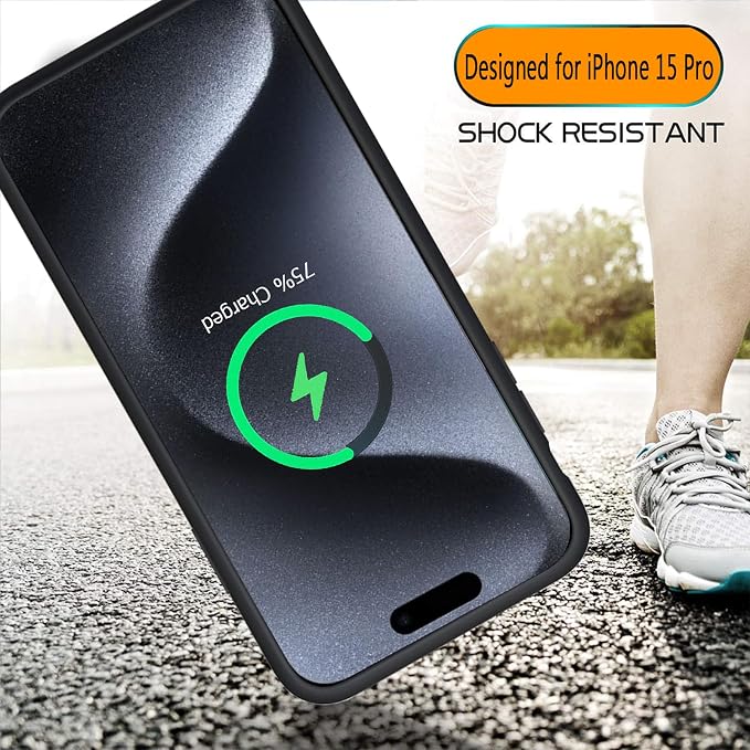 Battery Case for iPhone 15 Pro, Full Encircle 10000mAh High Capacity Rechargeable Portable Charger Case Extended Battery Pack for iPhone 15 Pro (6.1 inch) Wireless Charging Cover with Carplay-Black