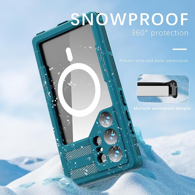 Losin Compatible with Galaxy S24 Ultra Case Waterproof Magnetic [Compatible with MagSafe] [Drop Protection] [IP68 Underwater] Full Body Shockproof Protective Phone Case, Teal