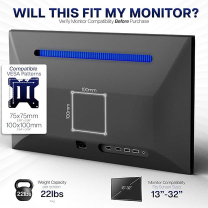 VIVO Dual Monitor Desk Mount, Heavy Duty Fully Adjustable Stand, Fits 2 LCD LED Screens up to 32 inches, White, STAND-V032W