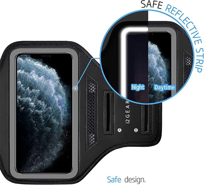 Cell Phone Armband Case for iPhone 15, 14, Pro with Adjustable Band & Key Holder for Running, Exercise and Recreation