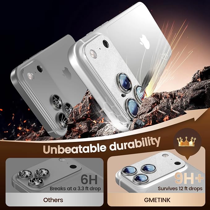 Camera Lens Protector Compatible with iPhone 17 Pro Max- Metal Frame Tempered Glass Cover, [Anti-Scratch] [Drop-Proof][Strong-Adhesion] Rear Camera Screen Cover- Silver