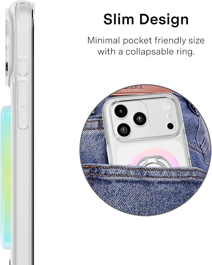 VELVET CAVIAR Compatible with MagSafe Phone Grip 2.0 | Cute Magnetic Ring Holder | Finger Loop Kickstand | Pop On Accessory for iPhone 17, 16, 15, 14, 13, 12 | White Opal