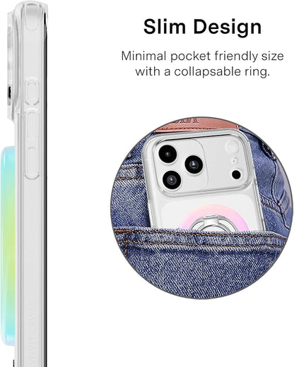 VELVET CAVIAR Compatible with MagSafe Phone Grip 2.0 | Cute Magnetic Ring Holder | Finger Loop Kickstand | Pop On Accessory for iPhone 17, 16, 15, 14, 13, 12 | White Opal