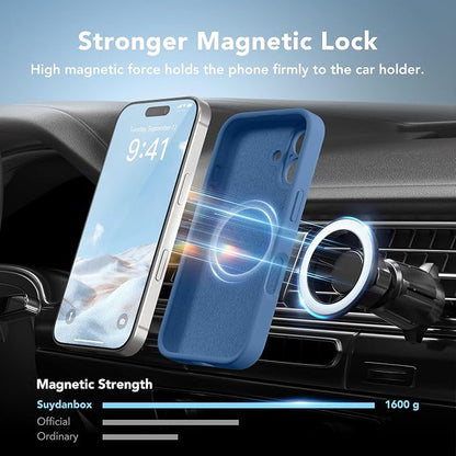Magnetic for iPhone 16 Plus Case, Compatible with MagSafe, [Full Camera Protection][Screen Protector] Silicone Shockproof Protective Phone Case for iPhone 16 Plus 6.7", Lake Blue