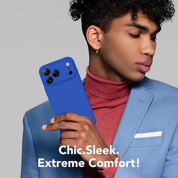Magnetic for iPhone 17 Pro Max Case, Compatible with MagSafe, [Full Camera Protection][Screen Protector] Silicone Shockproof Protective Phone Case for iPhone 17 Pro Max 6.9", Klein Blue