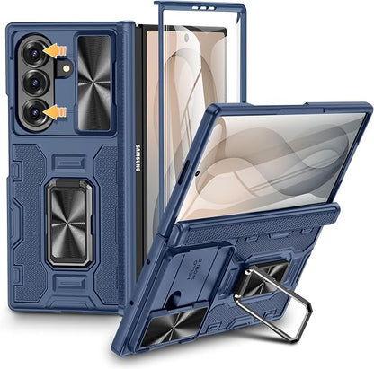 VEGO for Samsung Fold 8 Ultra Case with Hinge Protection&Camera Cover,Blue | Built-in Rotating Ring Stand[Screen Protector] Heavy Duty Shockproof Protective Hard Case for Samsung Z Fold 8 Ultra