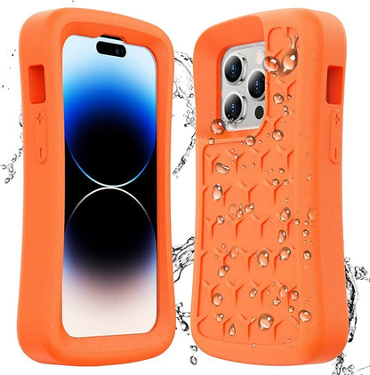SPIDERCASE Floating Phone Case for iPhone 16 Plus/15 Pro Max/15 Plus/14 Pro Max/14 Plus/13 Pro Max with Waterproof Dry Bags and Lanyard EVA Foam iPhone Floating Case 6.7”,Orange