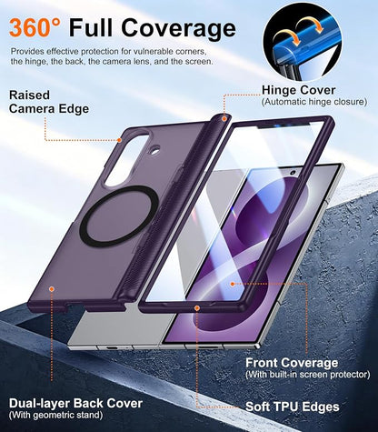 SPIDERCASE Magnetic for Samsung Galaxy Z Fold 8 Ultra Case, Purple | Built-in [Screen Protector] [Stable Kickstand] [Hinge Protection] [Compatible with Magsafe] Military Grade Protective Cover