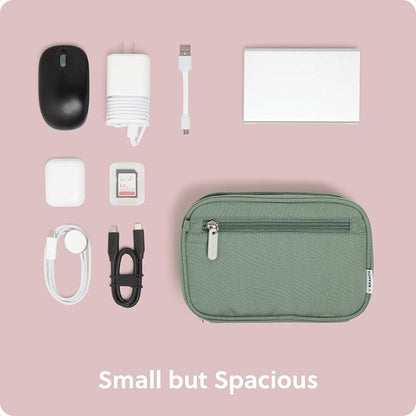 U Brands Canvas Tech Organizer Pouch 9 Compartments, 7.8 x 5 Inch Cable Organizer Bag for Travel, Cord Organizer for Cables, Earbuds, Flash Drives and Accessories – Eucalyptus