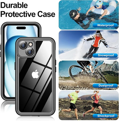 MOZOTER for iPhone 15 Plus Case Waterproof,[IPX8 Underwater Case][Full Body Shockproof & Military Dropproof] Clear Sound Quality Built-in Screen Protector for iPhone 15 Plus 6.7 inch-Black