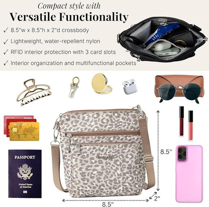 Baggallini Modern Pocket Crossbody Bag for Women, 8.5"x8.5" Handbag Purse with RFID, Lightweight Water-Resistant