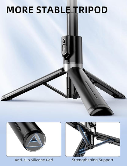 41'' Selfie Stick Tripod, Extendable Portable 4 in 1 Aluminum Phone Tripod with Wireless Remote 360° Rotation Travel Smartphone Tripods Stand Compatible with iPhone 17/16/15/14/Android (Black)