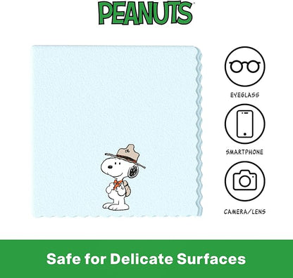 Microfiber Cloth & Glasses Wipes (6 Pack) Lens & Glasses Cleaning Cloth - Eye Glass Clean Cloths - Eyeglass Cleaning Cloths - Camera Lenses & Gadget Delicate Screens - Snoopy