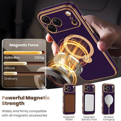 GolbinBox for iPhone 17 Pro Max Case with 360° Spin Magnetic Stand,[Compatible with Magsafe] [Military Protection][Built-in Ring Holder] Camera Control Phone Case for 17 Pro Max,Purple