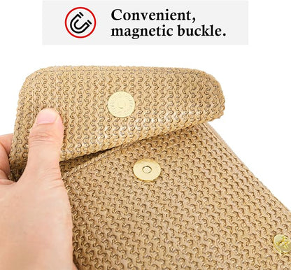 Haytijoe Faux Straw Crossbody Bags for Women Small Summer Purse RFID Woven Phone Bag Travel Beach Hawaiian Essentials Gifts