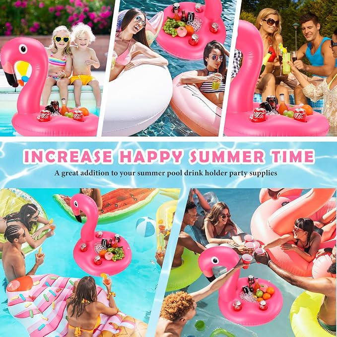FillTouch Floating Drink Holder for Pool, Floating Cabana Bar, Hot Tub Drink Holder for Adults, Inflatable Pool Accessories(Flamingo)