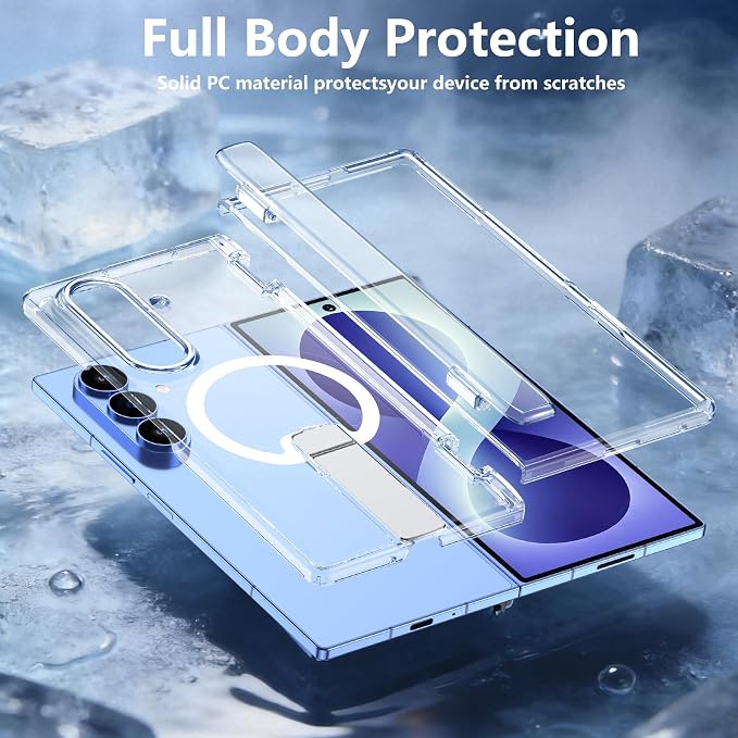 For Samsung Galaxy Z Fold 8 Ultra Case with Kickstand & Screen Protector | MagSafe-Compatible,Military Grade Drop Tested Non-Slip Slim Shockproof Case for Samsung Galaxy Z Fold 8 Ultra-Clear