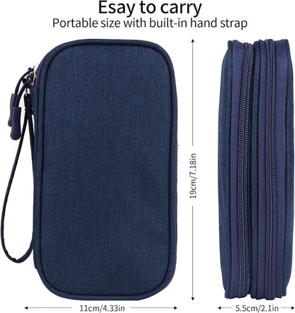 JIAKAI Travel Cable Organizer Electronics Accessories Bag for Charger, Phone, memory card,Travel Gadget Bag-Blue